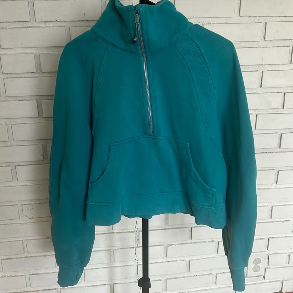 Lululemon funnel neck oversized cropped scuba sweatshirt. Oceanic blue. M/L